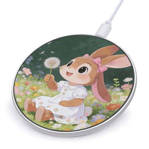 Bunny Floral Carnival Wireless Charger Portable Fast Charging Pad Lightweight Wireless Charging Pad 10W Slim Charging Station for Phone Charger Mat for Travel Home Office Desk