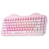 YUNZII C75 Wireless Mechanical Keyboard, 75% Layout Hot Swap Creamy Keyboard NKRO,Cute Shine Through Keycaps RGB Backlit Gasket Mount, Cake Design BT5.0/2.4G/USB-C for Win/Mac(Pink Mao,Candy Switch)