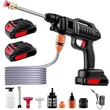 Cordless Portable Washer 1500W, Battery Operated Washer, 60Bar/870 PSI Cordless Washer with 12 Accessories, Lightweight Car Washer Gun for Cars/Floors/Gardens