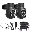 Anlapus 2 x 4K 8MP TVI CCTV Home Surveillance Dome PT Camera, Wired Add-on Camera with 360° pan and 140° tilt, 80ft IR Night Vision, IP66 Weatherproof, Only Works 4K DVR