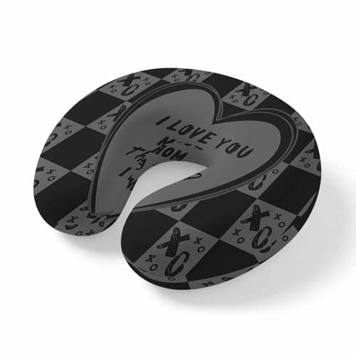ZFUNCING Travel Pillows U-Shaped Neck Pillow Valentine's Day XO Love Heart Ergonomic Memory Foam Pillow Head Cushion,Grey and Black Check Soft Portable Neck Pillows for Office Airplane Car Train
