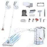 ScrubWiz Handheld Steam Cleaner, 10-in1 Steam Mop with Detachable Steamer, 320ml Water Tank, 10s Fast Heating, Portable Steamer for Cleaning Kitchen, Floor, Tiles, Window, BBQ Grill, Car, White