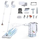 ScrubWiz Handheld Steam Cleaner, 10-in1 Steam Mop with Detachable Steamer, 320ml Water Tank, 10s Fast Heating, Portable Steamer for Cleaning Kitchen, Floor, Tiles, Window, BBQ Grill, Car, White