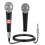 Pyle Professional Dynamic Microphone - 2-Pack Unidirectional Handheld Mic with Built-in Pop Filter, High Signal Output, 15 ft. XLR Audio Cable, Ideal for Stage, Karaoke & Studio Performances