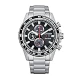 Citizen Men's Eco-Drive Weekender Brycen Chronograph Watch in Stainless Steel, Black Dial (Model: CA0780-52E)