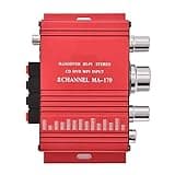 Semme 4 Channel Amplifier Car Amplifier Car 12V 2 Channel HiFi Stereo Bass Power for Home Use 20W 20W Output Power High Low Frequency Aluminium Alloy Shell
