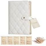 VTOYXJX Travel Jewelry Notebook Leather Book Case Organizer Pouch 5 Detachable Page Earrings Ring Necklaces Travel(White)