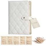 VTOYXJX Travel Jewelry Notebook Leather Book Case Organizer Pouch 5 Detachable Page Earrings Ring Necklaces Travel(White)