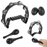 Parties, Beginners, Music Classes Percussion Instruments Held in Hand, Tambourine Accompanied By Maracas Egg Shakers Intended for Youth Adults, Half Moon, Metal Jingles, Six Tambourine Pcs