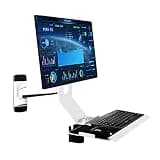 Listed TV Mount Wall Mount Workstation - Full Motion Standing VESA Mount Arm, Adjustable Mechanical Monitor Stand with Keyboard Tray Arm