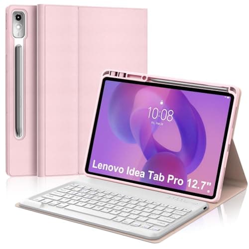 OYOSUOGG Keyboard Case for Lenovo Idea Tab Pro 12.7'' 2025, Detachable Magnetic Wireless Bluetooth Keyboard & Folio PU Leather Case & Rechargeable Battery & Pen Holder & Adjustable View Angles