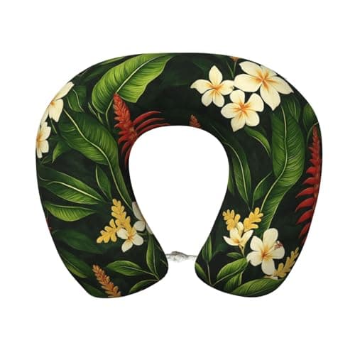 Tropical Flower and Leaf U-Shape Memory Foam Neck Travel Pillow Airplane Car Travels Necks Pillows