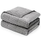 Wemore Minky Dot Weighted Blanket Twin Size 15 lbs (60"x80"), Soft Cozy Heavy Blanket for Stress Relief & Better Sleep, Breathable All-Season Glass Beads Blanket for Adults, Grey