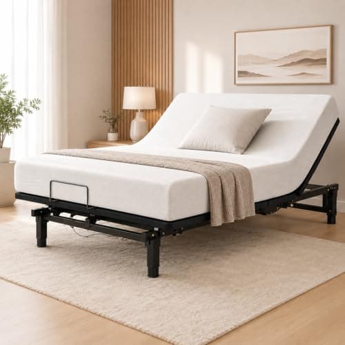 Zentrava Adjustable Queen Bed Frame with Head and Foot Incline Wireless Remote Ports USB, Under-Bed Nightlights, Zero Gravity Quiet Motor (Light Gray)