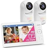 VTech Baby Monitor with 2 Cameras No WiFi & 7" IPS Split Screen, Remote Pan Tilt Zoom – 5000mAh 12Hr Battery, 1000ft Range, Night Vision, Multi-Color Night Light | Advanced HQ Max Twin