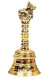 Traditional Brass Bell Pooja Bell (4 inch_Nandi, Gold)