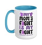 Alzheimer's Dementia Awareness Support Mom My Mom's Fight Is Ceramic Mug, Blue/White, 15oz