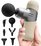 Morelax Mini Massage Gun Deep Tissue, Portable Percussion Muscle Massager for Whole Body Pain Relief, Electric Handheld Sport Massager with 6 Massage Heads 4 Speed, Best Gift (Silver Beige)