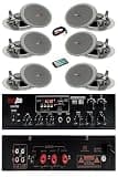 Speaker System with Amplifier, 2 Ceiling Speakers, 2.1 Channel Wired Audio, White, Home Theater Sound - White