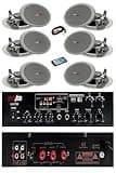 Speaker System with Amplifier, 2 Ceiling Speakers, 2.1 Channel Wired Audio, White, Home Theater Sound - White
