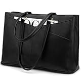 LOVEVOOK Laptop Tote Bag for Women 15.6 Inch Waterproof Leather Computer Bags Business Office Work Briefcase Black