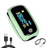 Fingertip Pulse Oximeter, Finger-Touch Fast SpO2 Reading Accurate Pulse Oximeter Green with Alarm for Adults Blood Oxygen Saturation Monitor with Silicone Cover