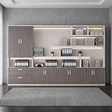 LENOGU SCENEJOY Modern Executive Office Wall Unit, File Cabinet with Bookshelf & Asymmetrical Shelves, Freestanding Storage Cabinet with Drawers for Home Office Workspace (126" L * 15.7" W * 78.7" H)