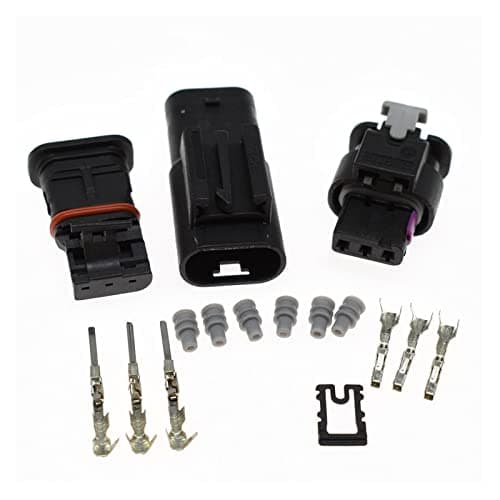 mangxiyis 1/5/10/20 Kit 1718653-1 TE 3 Pin Auto Electronic Male Female wat/erp/;ro/ofW Connector pl;/UG Fit Compatible With4F0973703A 4F0973703(Male Female,5Sets)