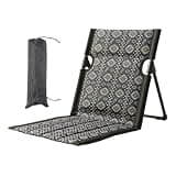 Bohemian Printed Foldable Beach Ground Chair, Multi-Position Adjustable Backrest Portable Camping Seat Cushion