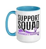 Alzheimer's Dementia Awareness Support Vintage Support Squad Ceramic Mug, Blue/White, 15oz