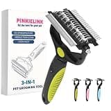 PINKIELINK 3-IN-1 Pet Grooming Tool - Undercoat Rake, Dematting Comb & Deshedding Brush for Cats & Dogs - Removes Mats, Tangles & Loose Fur, Reduces Shedding & Prevents Hair Mess (Green)