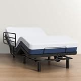 AbyssZen Adjustable Full Bed Base with Extended Safety Rail (34" Long), Electric Ergonomic Base for Comfort & Safety – Ideal for Seniors, Home Care & Hospital Use at Home
