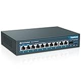 YuanLey 8 Port Gigabit PoE Switch with 2 Gigabit Uplink, 8 PoE+ Port 1000Mbps, 1 SFP Port, 120W 802.3af/at, Metal, Qos, Unmanaged Plug and Play AI Smart Detection Ethernet Switch