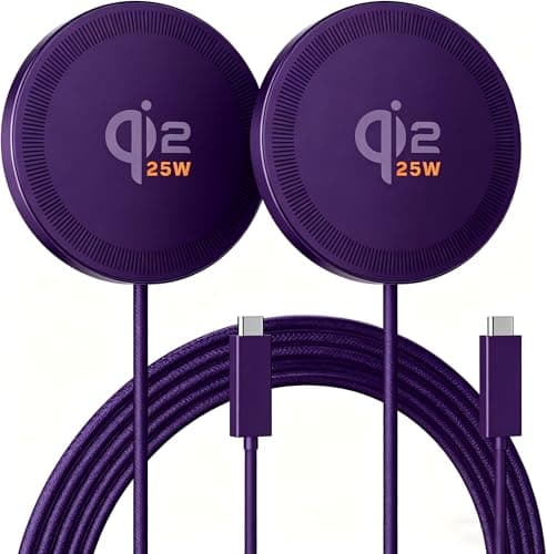 Qi2.2 Magnetic Wireless Charger for iPhone: 25W Fast Charging Mag Pad for Apple iPhone 17 17e 16 15 14 Pro Max Google Pixel 10 - Slim Compact for Desk Bedside Travel - Dark Violet
