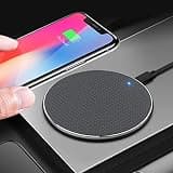 Omquot Black Aluminum Alloy 15W Fast Charging Wireless Phone Charger Multi Protection for Home Cafe