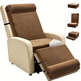 CRAURU 5-in-1 Recliner Egg Crate Foam Seat Cushion with 27'' High Back,Footrest and 2 Adjustable Half Moon Pillows, Non-Slip Recliner Pads with Velvet Cover for Elderly, Brown