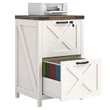 Halitaa 2 Drawer Small File Cabinet with Lock, Farmhouse Vertical Filing Cabinet Fits Letter and A4 Size, Under Desk Wooden File Cabinets for Home Office, Printer Stand, Rustic White