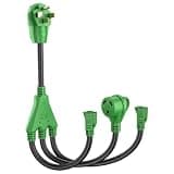 RVGUARD Generator Splitter, NEMA 14-50P to One TT-30R and Two 5-20R, Power Adapter Cord, Easy-Grip Handle, ETL Listed Generator Adapter Cord