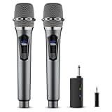 Wireless Microphone,Professional Dual Handheld Cordless Dynamic Mic System with Rechargeable Receiver,Karaoke Microphone Set for Singing, Karaoke, Wedding, DJ, Party, Speech,Church,Class Use,PA System
