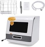 Portable Mini Dishwasher - 3 Washing Programs, 360° Flushing, Built-in Filter, Ideal For Apartments, Rvs, And Boats - Compact Countertop Solution White/Water Consumption : 8L