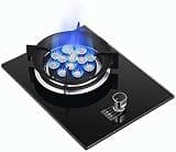 Built-in Gas Hob Burner, Explosion-proof Tempered Glass, Easy Clean, Compatible with Natural and Propane, Ideal for Wok Cooking(A,LPG)
