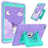 Fintie Case for iPad 6th / 5th Generation (2018 2017 Model, 9.7 Inch), iPad Air 2 (9.7 Inch), Fully-Body Rugged Heavy Duty Shockproof Protective Case with Built-in Kickstand for Kids, Purple/Green