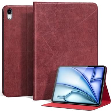 XFYKJIN Full Grain Leather Case for iPad Air 11" M4/M3/M2 (2024-2026) & 10.9" 5th/4th Gen(2022/2020), Protective Smart Folio with Auto Sleep/Wake, Anti-Slip, Shockproof – Red