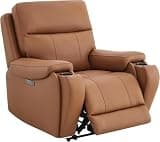 Power Lift Recliner Chair with Hidden Slide Out Cup Holders Lay Flat Leather Electric Recliner Sofa with Adjustable Footrest for Living Room Bedroom Elderly Comfort Furniture