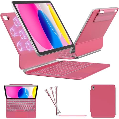 ZYNTHRALIX for iPad 11th (A16, 2025)/10th Generation Case with Keyboard, Upgraded Magic-Style Keyboard for iPad 11th/10th 10.9", 11-Color Backlit, Smart Trackpad with Pencil Buckle, Watermelon Pink