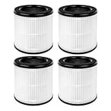 4 Pcs Replacement Filter Compatible with Airmega 50 Air Purifier, 3-in-1 H13 True Activated Carbon, for Home Large Room, Traps Dust & Odor