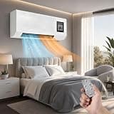 Smart Wall Mounted Air Conditioner Fan, 2-in-1 Mini AC Heater Cooler Combo, No Window Needed Ductless Room Air Conditioner with Remote, Quiet Operation for Bedroom Kitchen Office