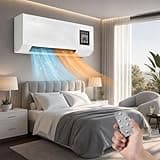 Smart Wall Mounted Air Conditioner Fan, 2-in-1 Mini AC Heater Cooler Combo, No Window Needed Ductless Room Air Conditioner with Remote, Quiet Operation for Bedroom Kitchen Office