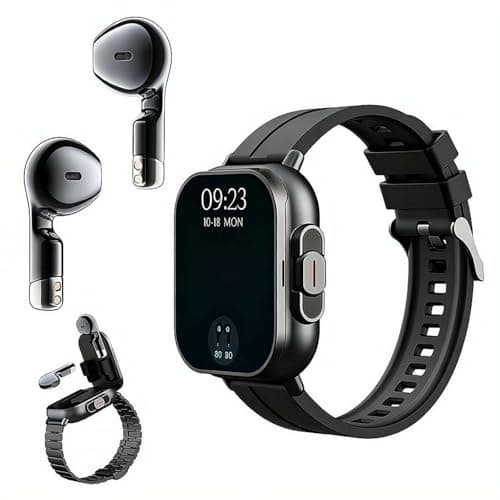 Smart Watch with Bluetooth Earphones 2-in-1, 2.01" TFT Full-Touch Screen Fitness Trac-ker with Heart Rate Blood Oxygen Sleep Monitor, 15+ Days Standby for All Phone