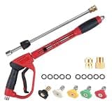 Pressure Washer Gun 5000 PSI Powerful Washing Gun 40inch Length 1 4inch Quick Connect with M22 Water Hose Connector 5pcs Color Nozzle Tips (1)